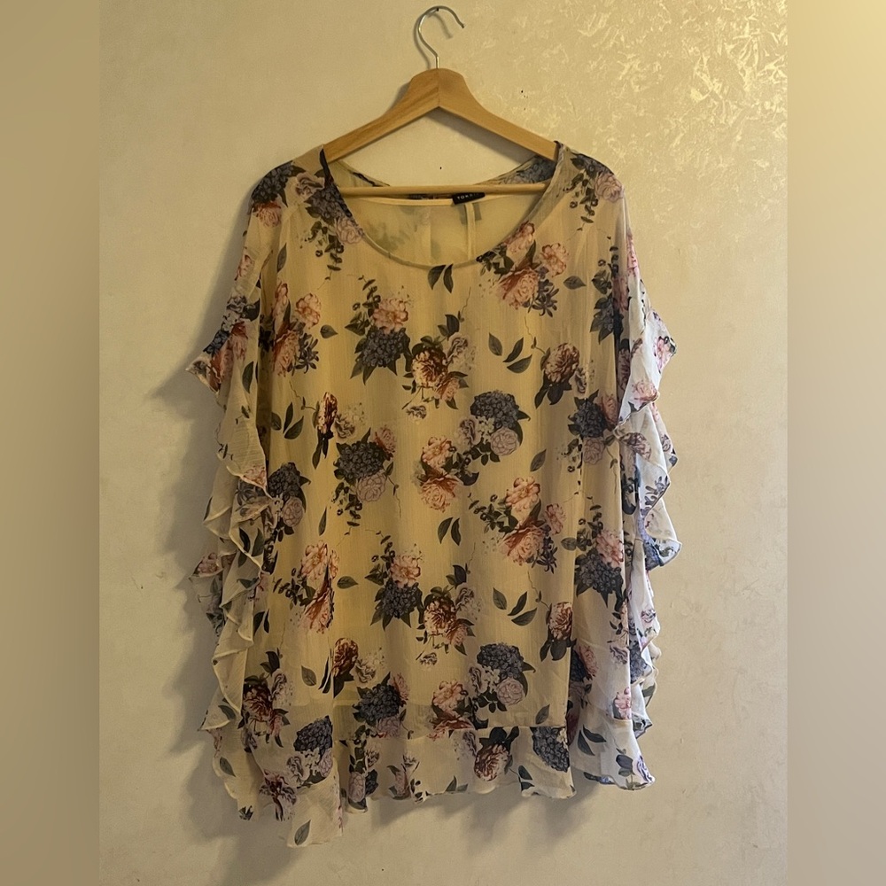 Cream Floral Sheer Blouse